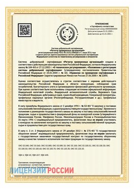 Приложение к сертификату для ИП Аша Сертификат СТО 03.080.02033720.1-2020